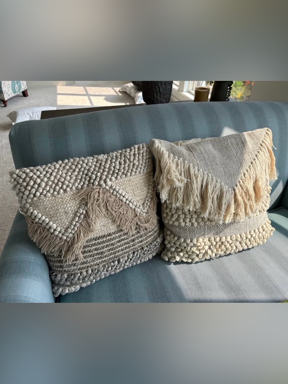 2 HOME BOHEMIAN TUFTED ACCENTS AND TASSELS DECORATIVE THROW PILLOWS